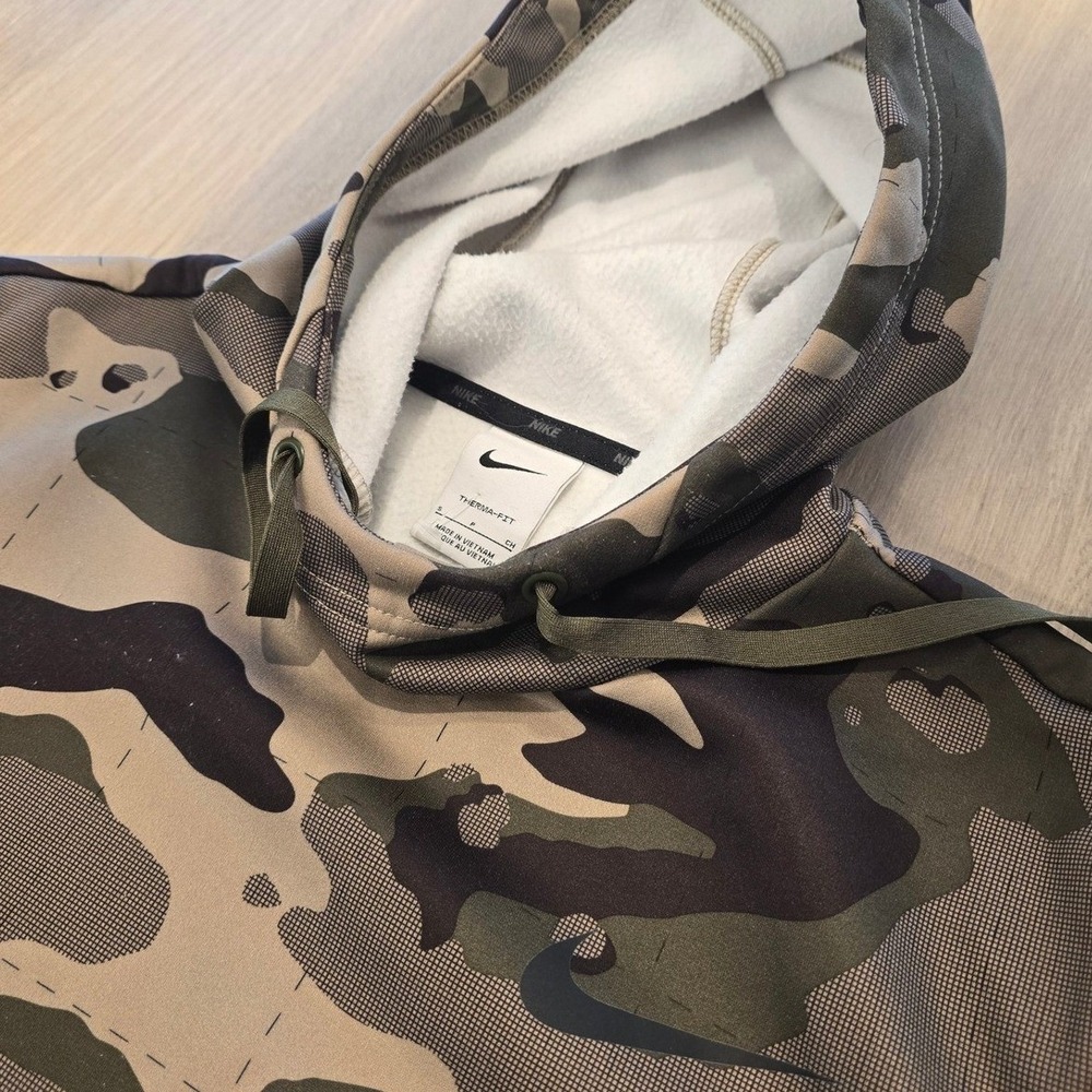 Nike Therma-FIT Mens Camo Hoodie Pullover‎ Green Brown Small DQ4842-222